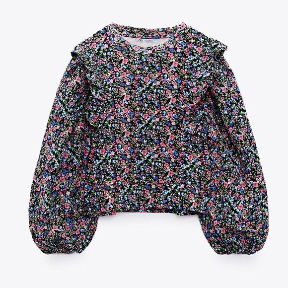 ZARA COMBINATION FLORAL SWEATSHIRT - Picture 6 of 8